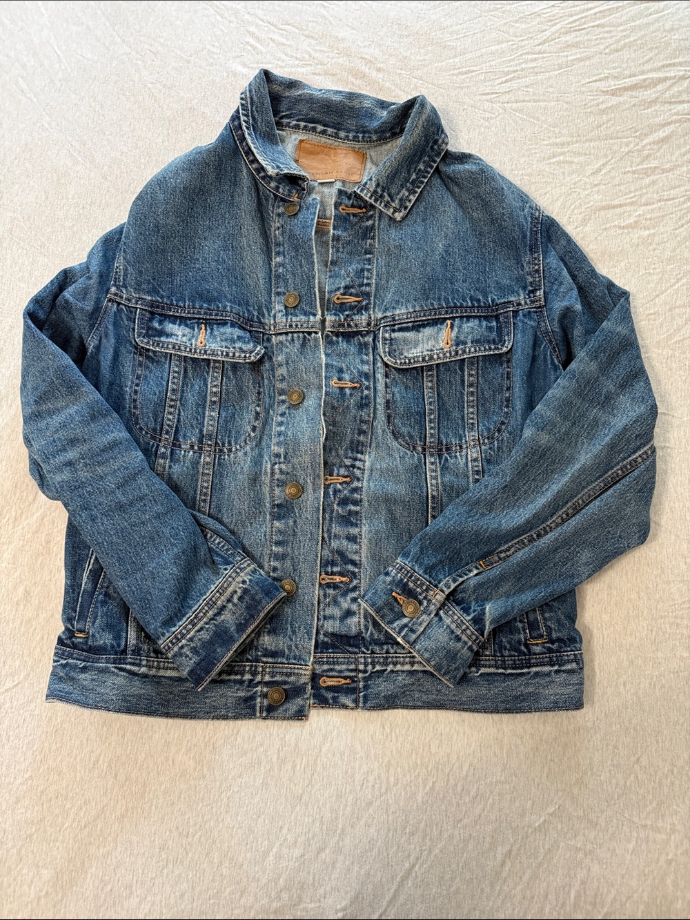 American Eagle Outfitters Distressed Blue Denim Jacket